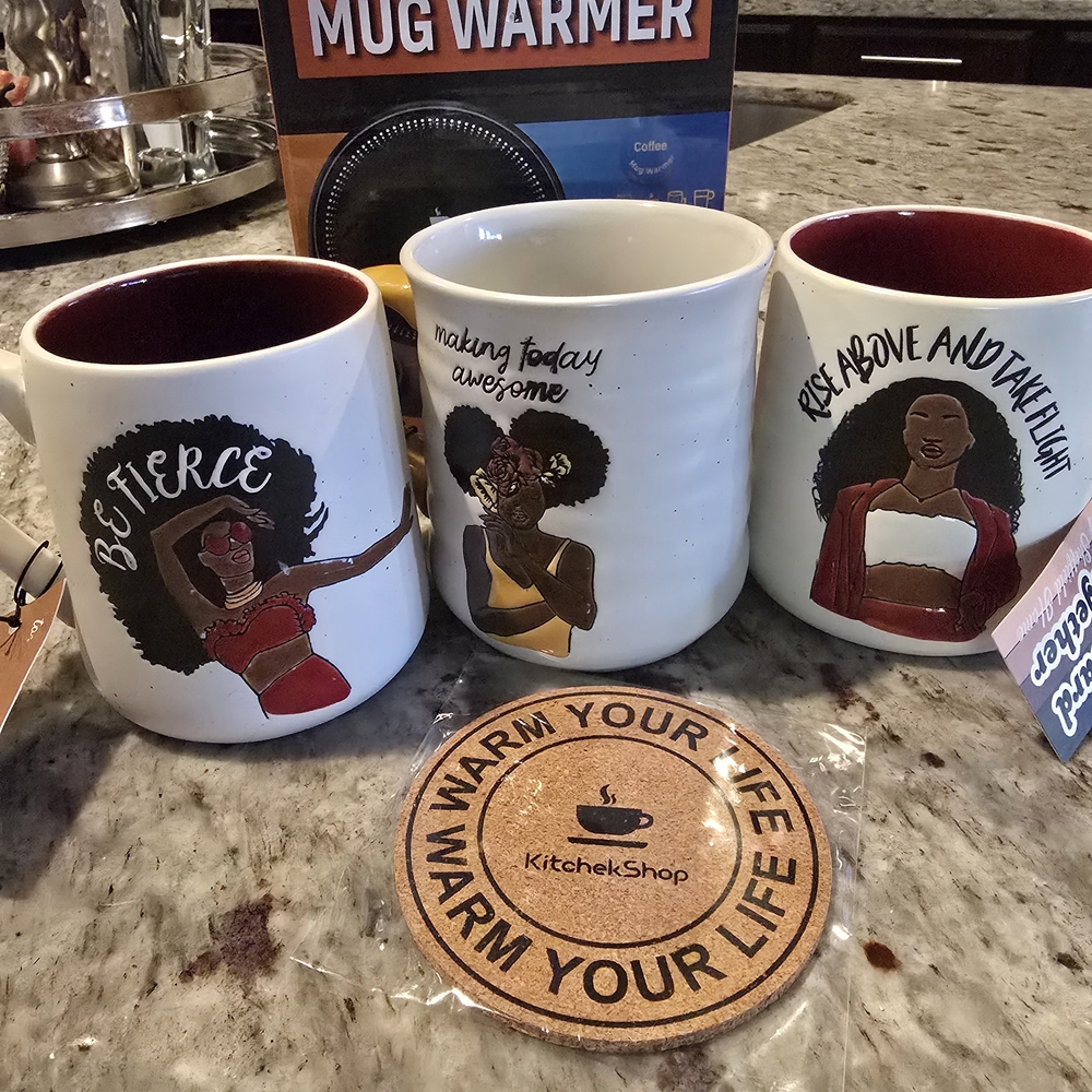 Inspirational Afrocentric Mug Set With A Cup Warmer As A Set
